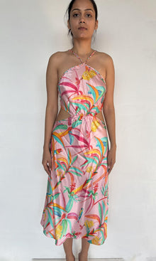 Rococo Sand | Rue Polyester Satin Lycra Midi Dress | Pink