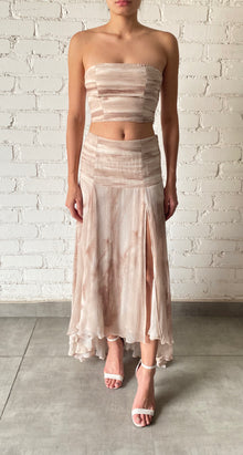 Rococo Sand | Ryan Polyester Crinkle Chiffon Long Skirt | Nude