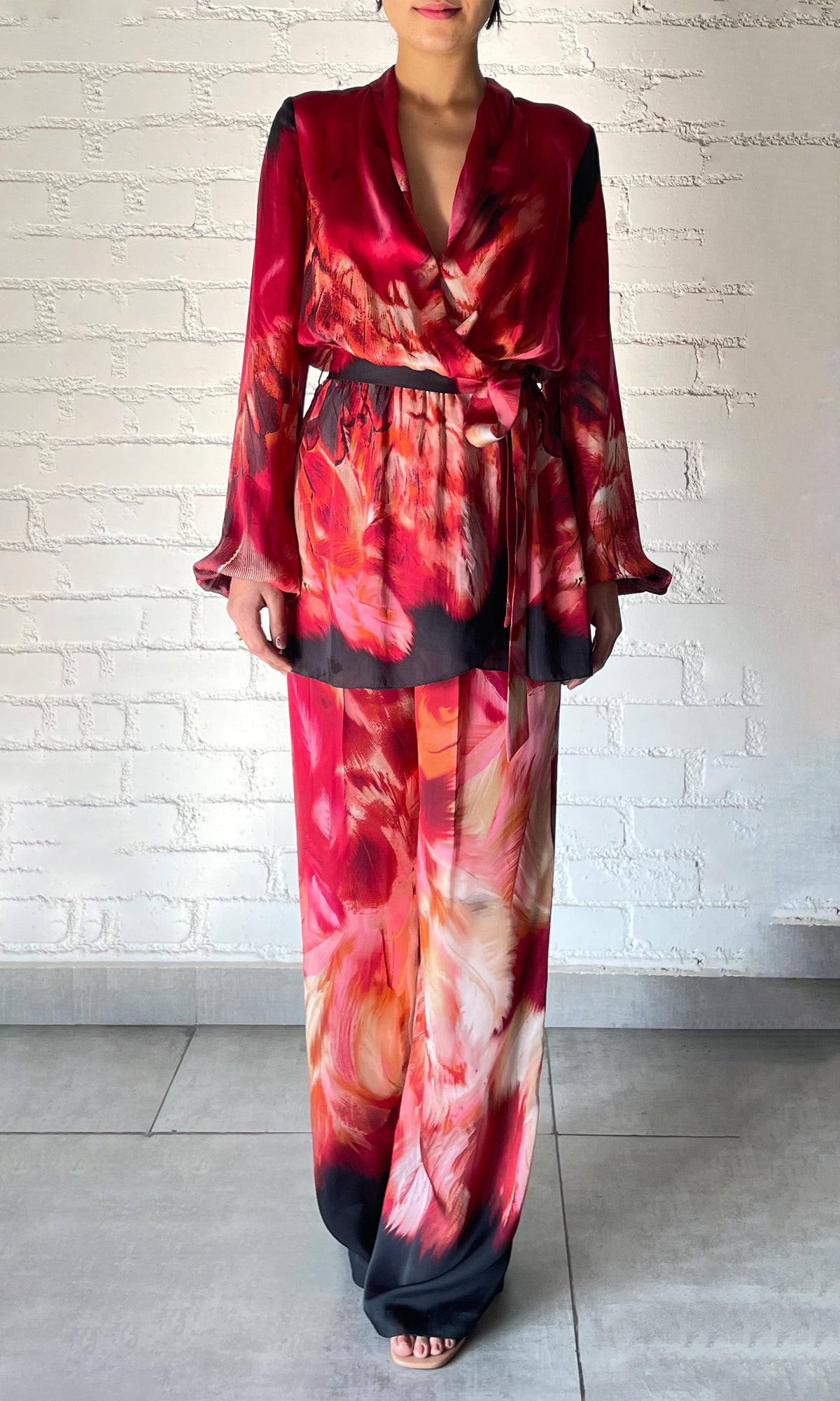Womens | Shia Polyester Satin Pants | Mehroon