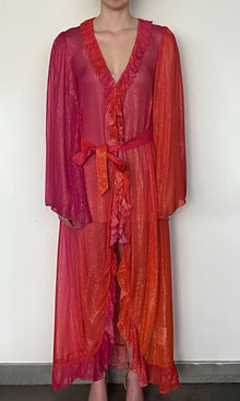 Womens | Skye Thin Gold And Silver Stripe Lurex Georgette Cape | Pink Ombre