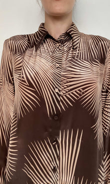 Rococo Sand | Taro Natural Crepe Oversized Shirt | Brown