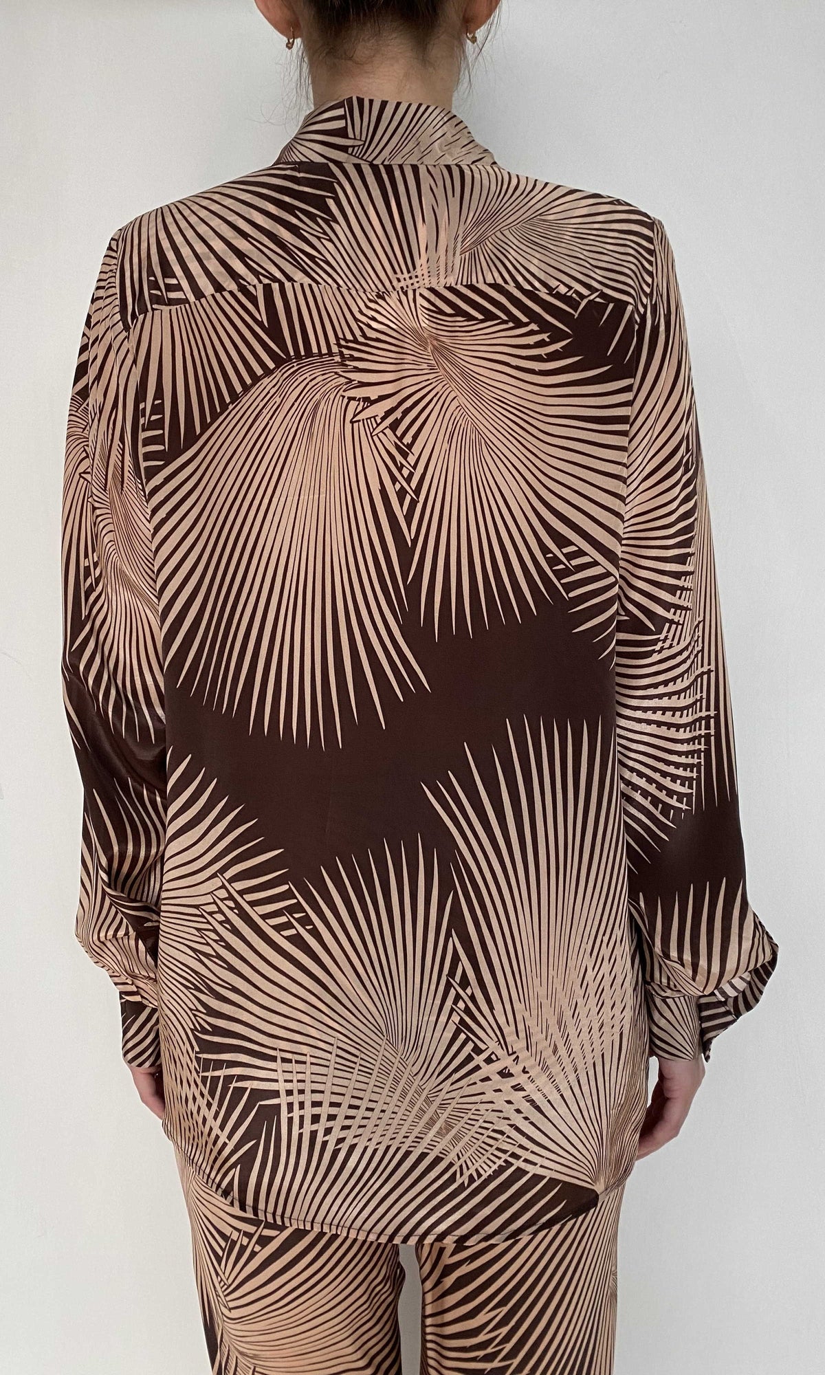 Rococo Sand | Taro Natural Crepe Oversized Shirt | Brown