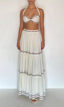 Rococo Sand | Taz Double Gauze Neck Tie Bandeau | White