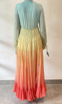 Rococo Sand | Zale Viscose Georgette Long Dress | Multicolour