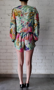 Rococo Sand | Zazu Polyester Crepe Bodysuit | Green Multi