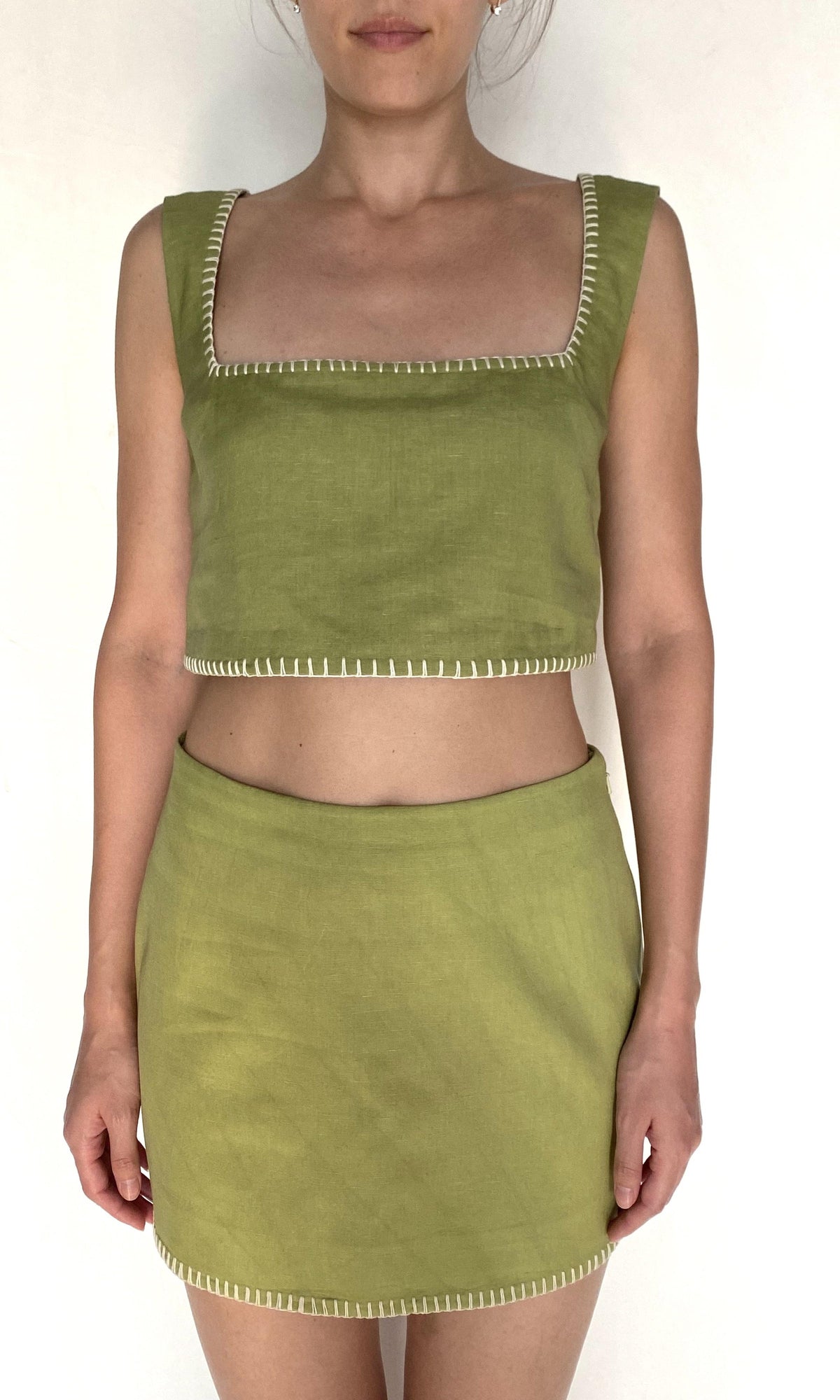 Rococo Sand | Zin Linen Cotton Mini Skirt | Green