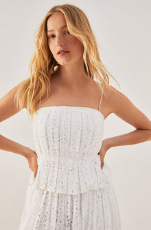 Geo Eyelet Pleated Tank | Milk