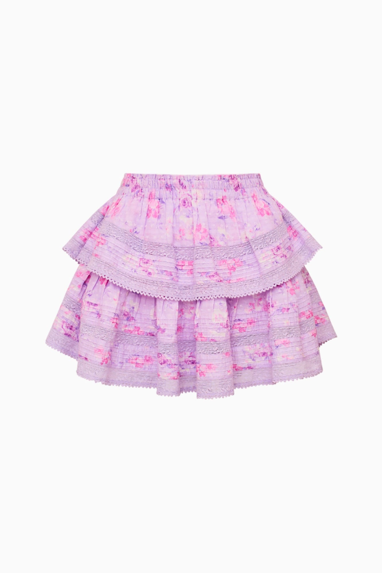Ruffle Mini Heirloom Print Skirt | Hibiscus