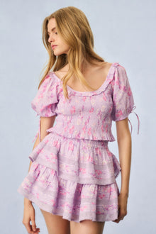 Ruffle Mini Heirloom Print Skirt | Hibiscus