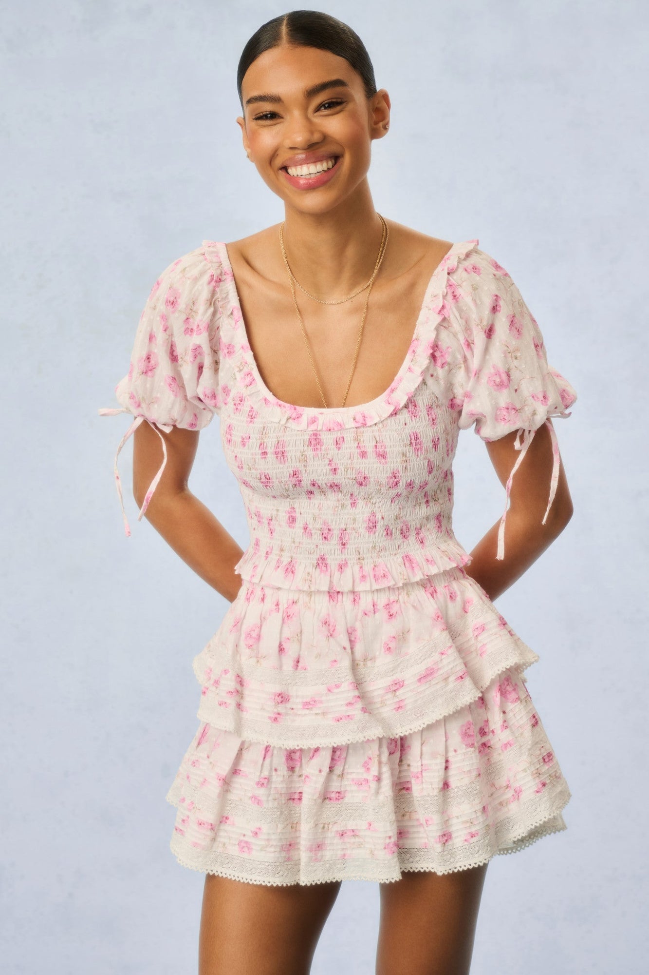 Ruffle Mini Heirloom Print Skirt | Sterling Dusk