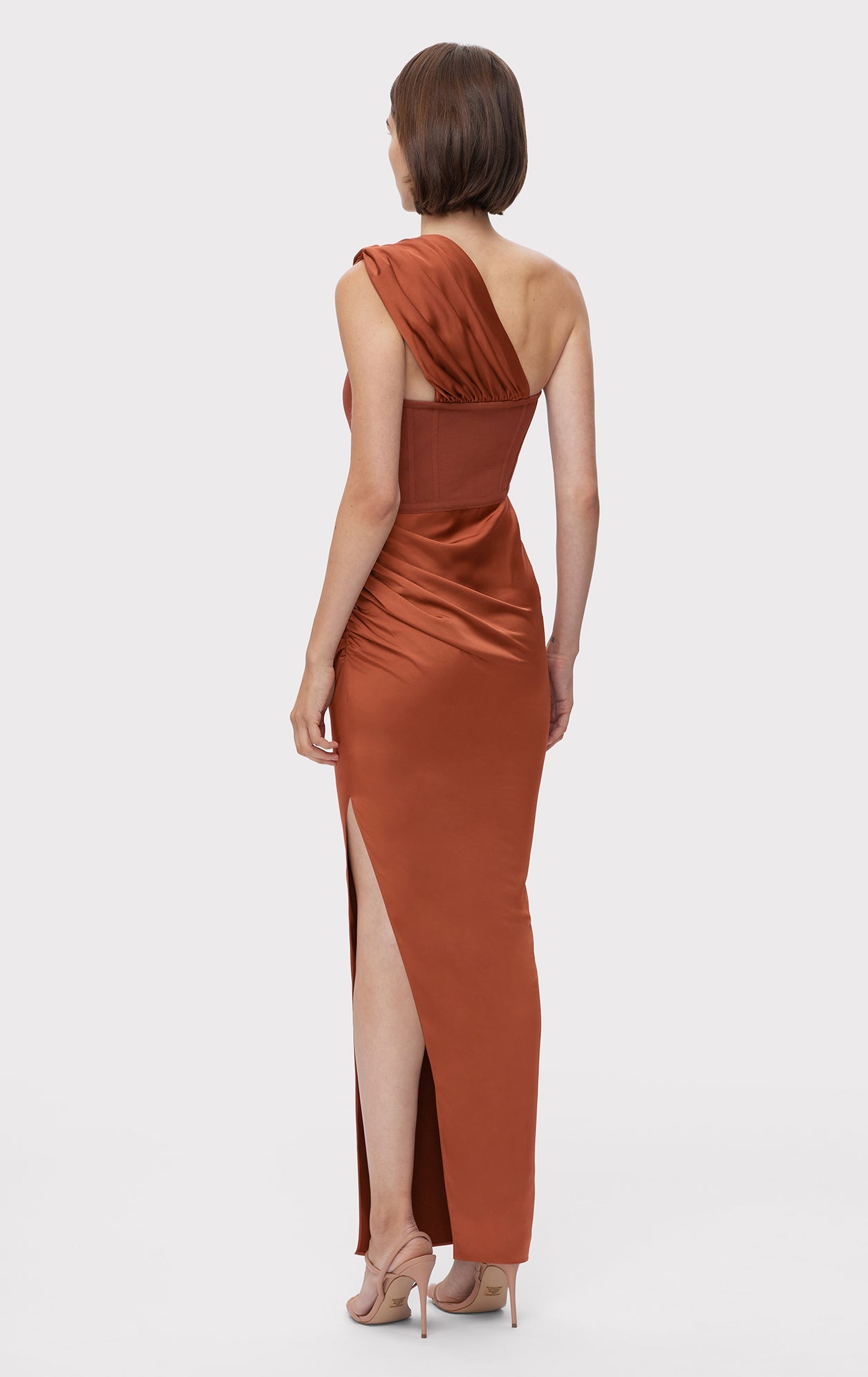 Ruched Woven Combo Gown | Redwood