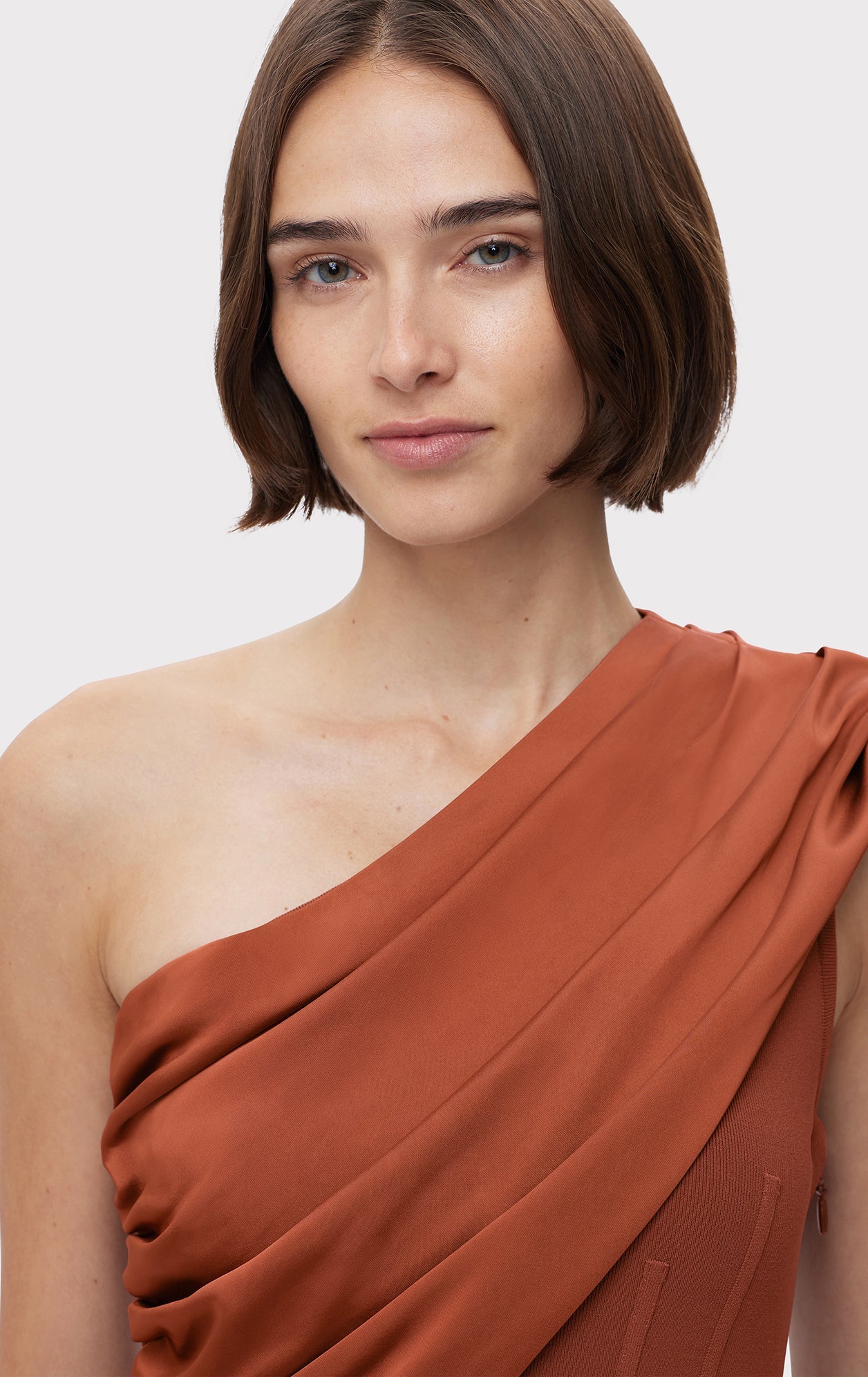 Ruched Woven Combo Gown | Redwood