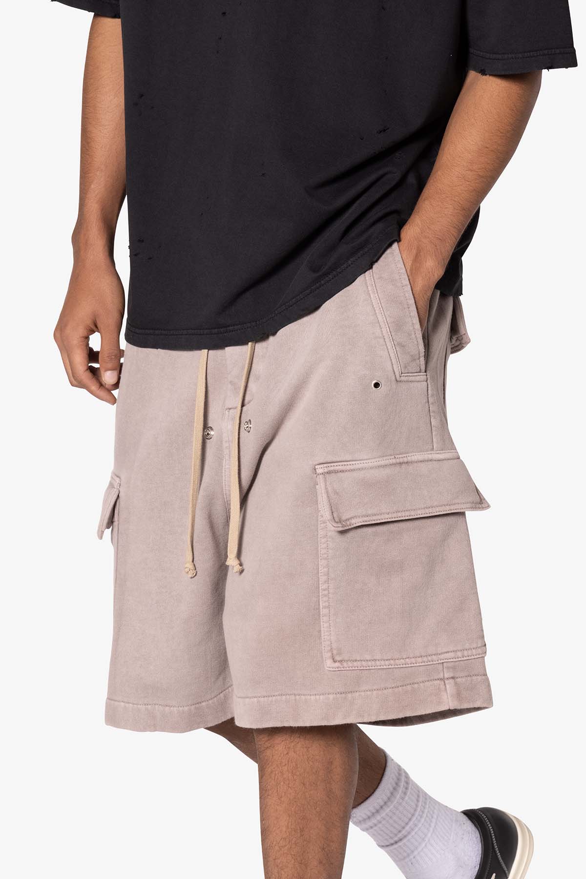 Rave Cargo Fleece Sweat Shorts | Washed Mauve