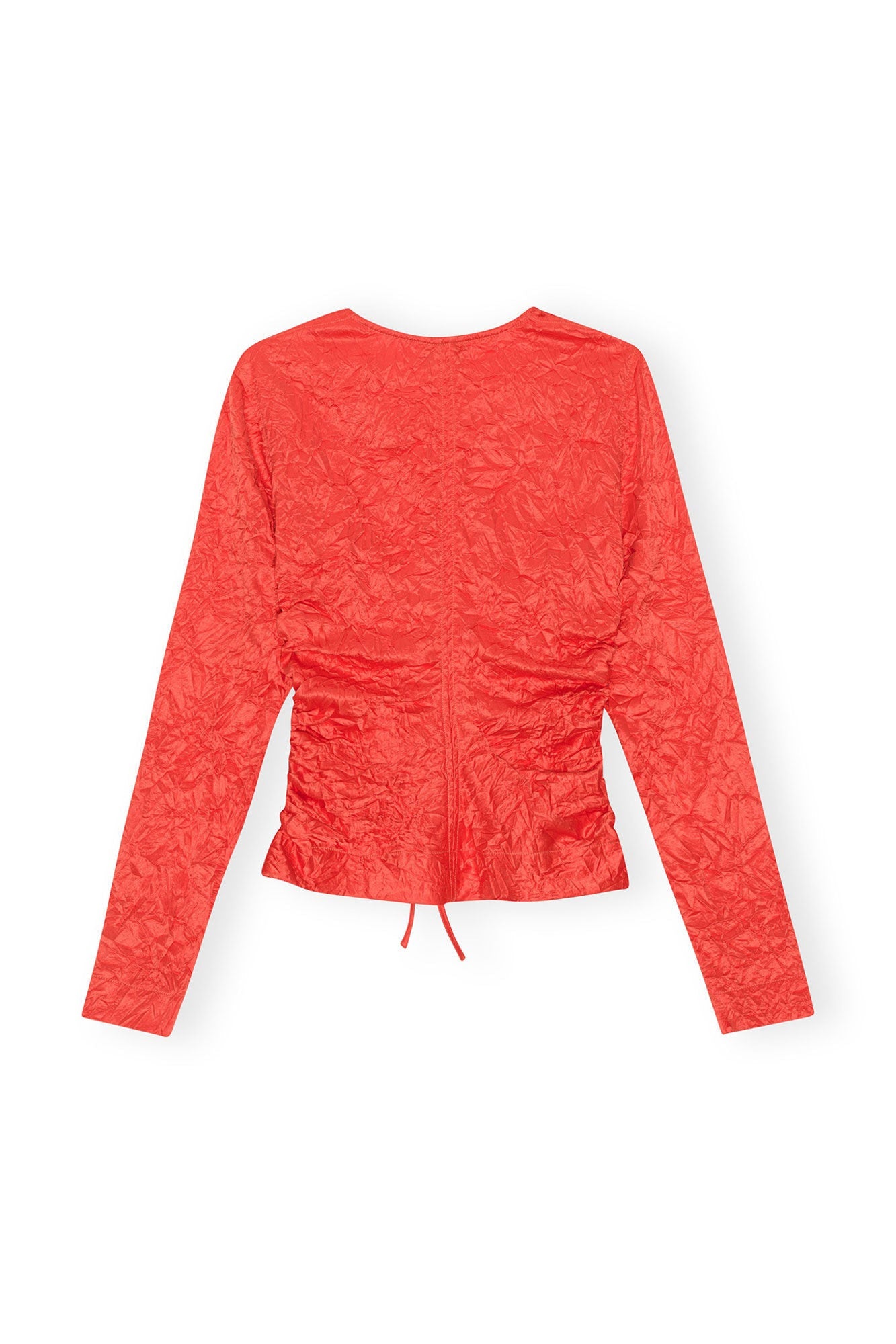Red Crinkled Satin V neck Shirt | Grenadine
