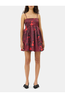 Red Floral Print Satin Strap Mini Dress | Winery
