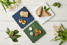 Square Scalloped Cheese Board with Cheese Markers | Navy Blue | Small
