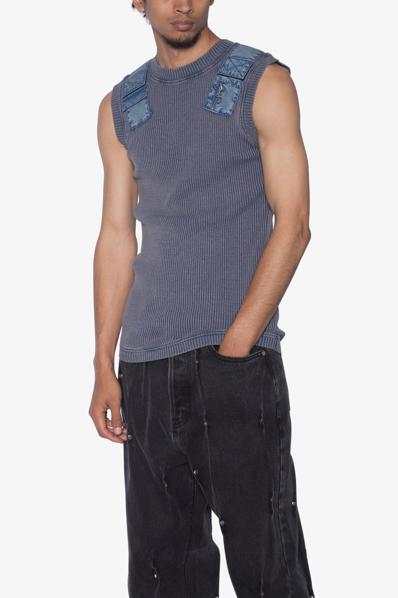Ribbed Utility Vest | Blue