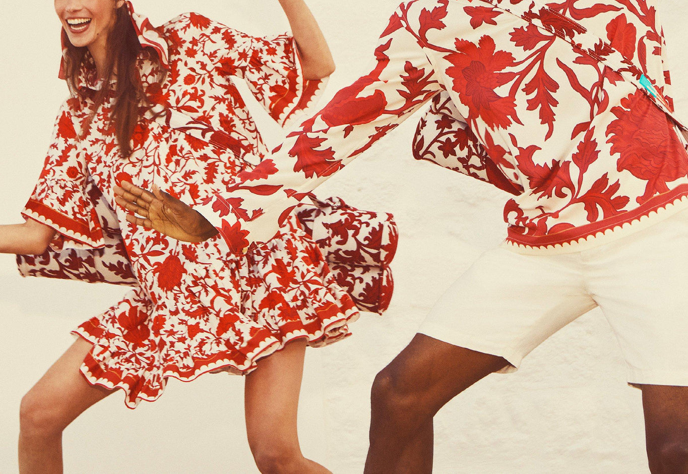 Ridley Dragonflower Print Relaxed Fit Classic Collar Shirt | Summer Red/White Sand