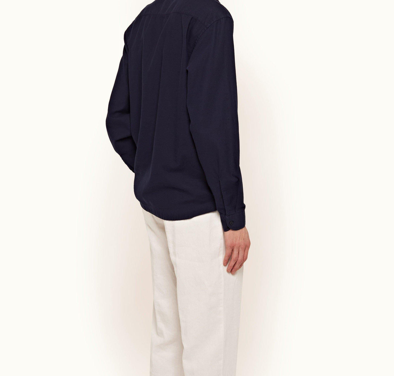 Ridley Waffled Organic Cotton Pullover Shirt | Navy