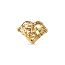 The Cutout Old English Flower Heart Letter Ring | Gold Vermeil | Size 9