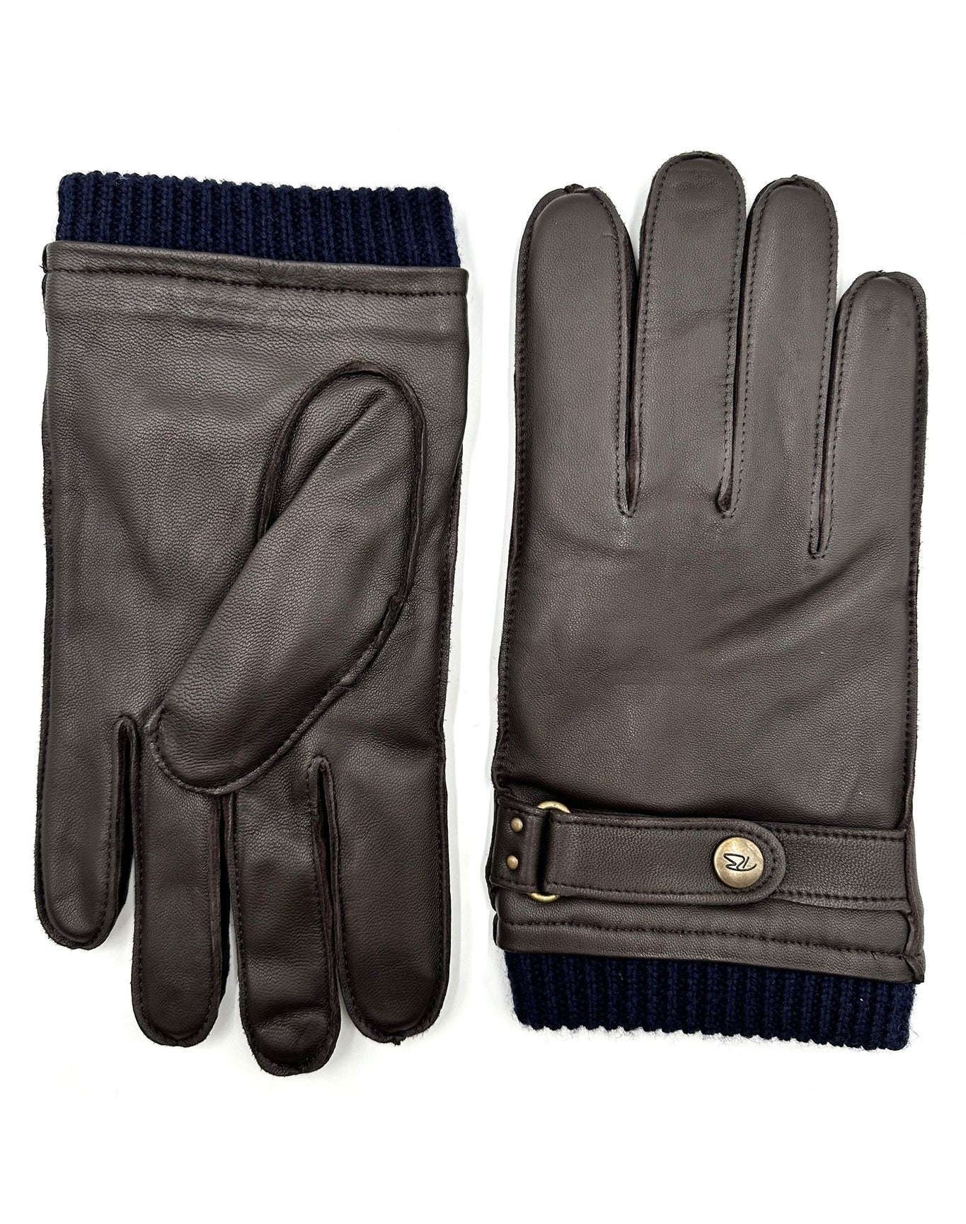 Robert Barakett | Men | Leather Glove W/ Wrist Strap & Marled Rib Cuff | Brown