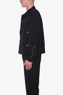 Rodeo Stitch Button Up Shirt | Black x Gold