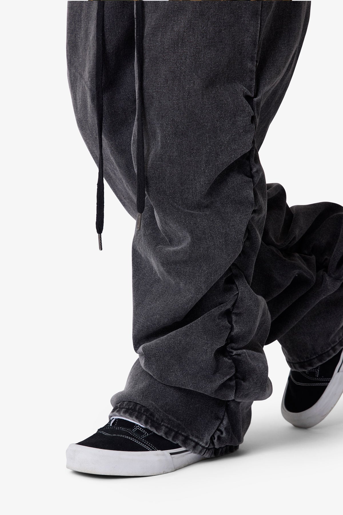 Ruched Denim | Washed Black