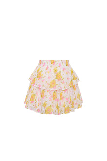 Ruffle Mini Floral Skirt | White Multi