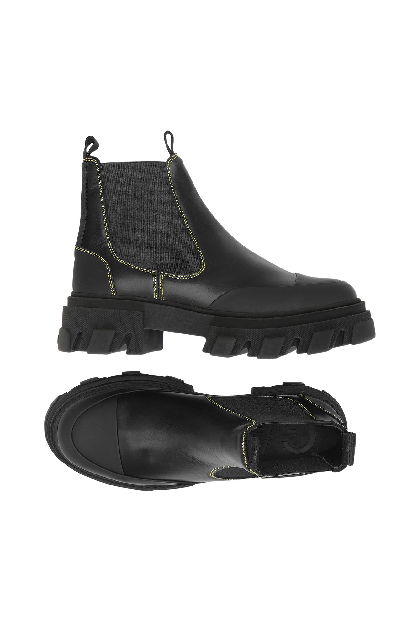 Low Chelsea Boot | Black / Yellow Stitching