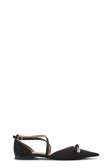 Butterfly Pointy Cut Out Ballerina Satin | Black