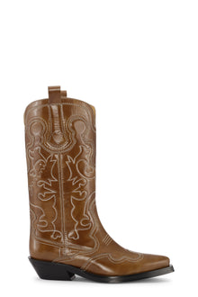 Mid Shaft Embroidered Western Boot | Tiger's Eye
