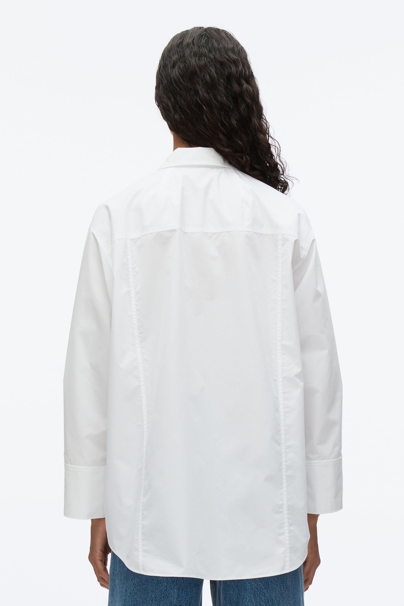 Oversize Shirt with Cascade Cuff | White