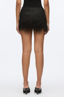 Fringe Mini Slip Skirt | Black