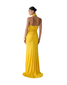 Criss-Cross Halter Neck Gown | Saffron