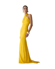 Criss-Cross Halter Neck Gown | Saffron