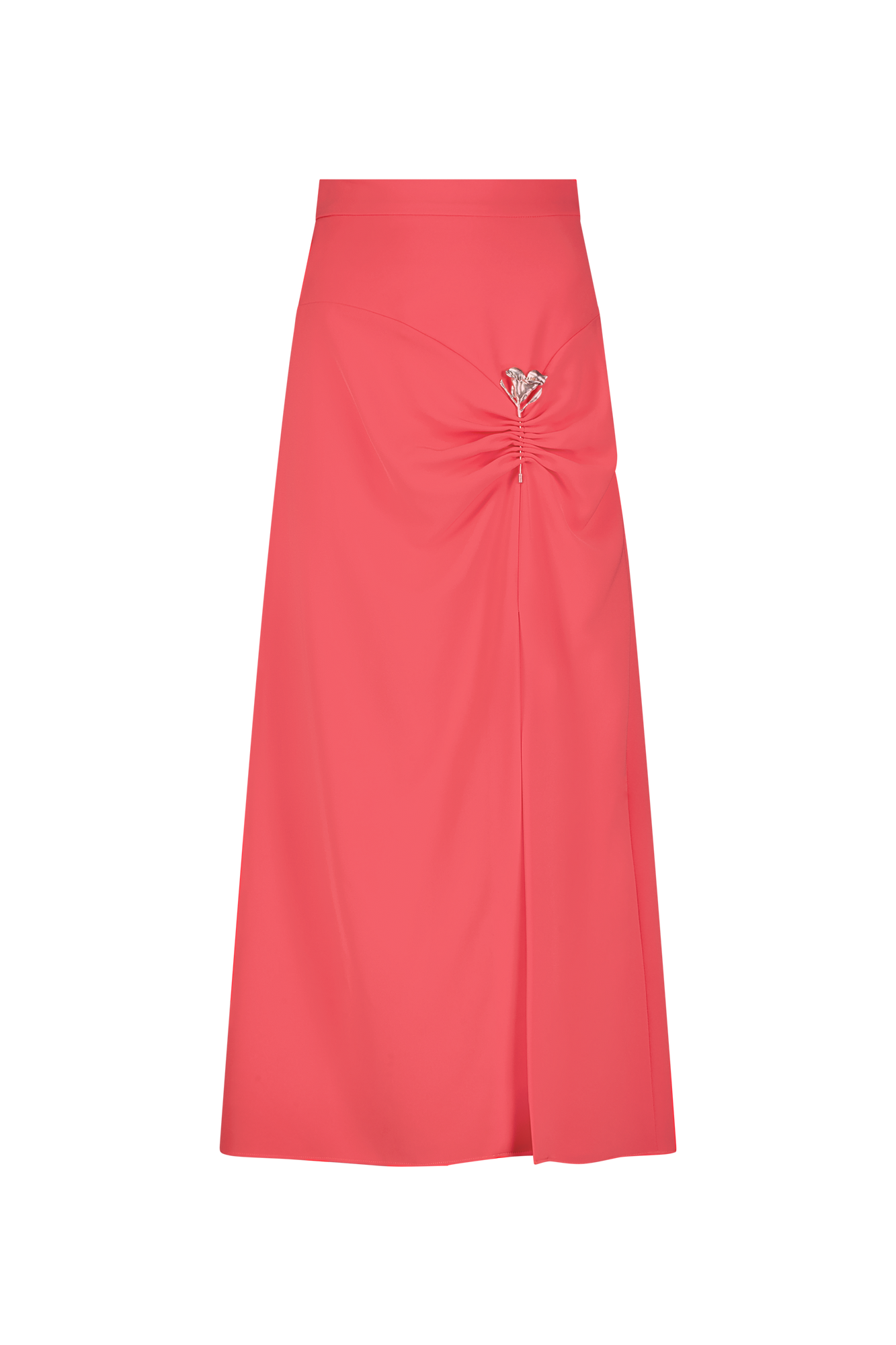 Fluid Crepe Pin Detail Skirt | Watermelon