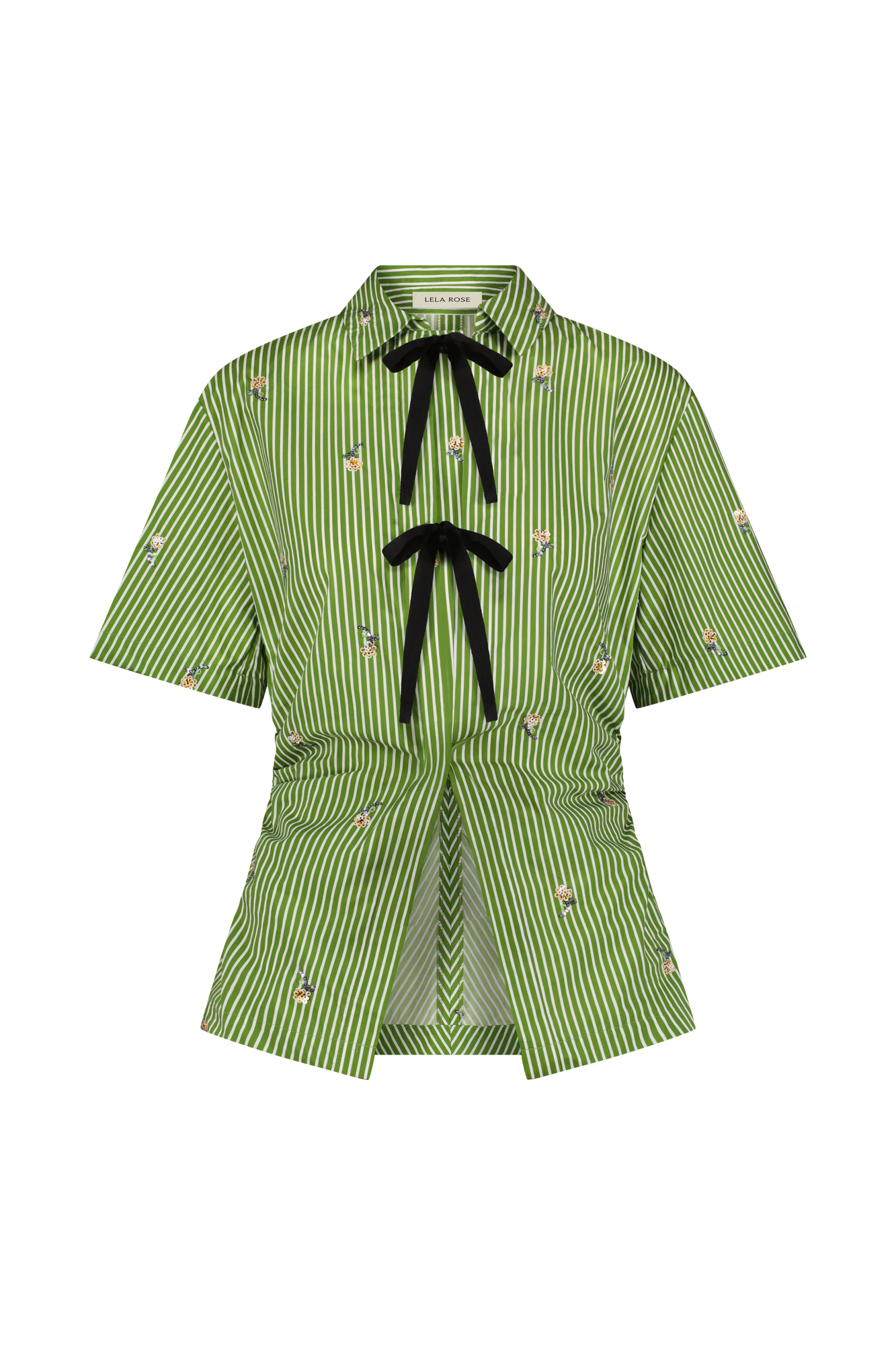Embroidered Striped Cotton Bow Front Shirt | Cactus