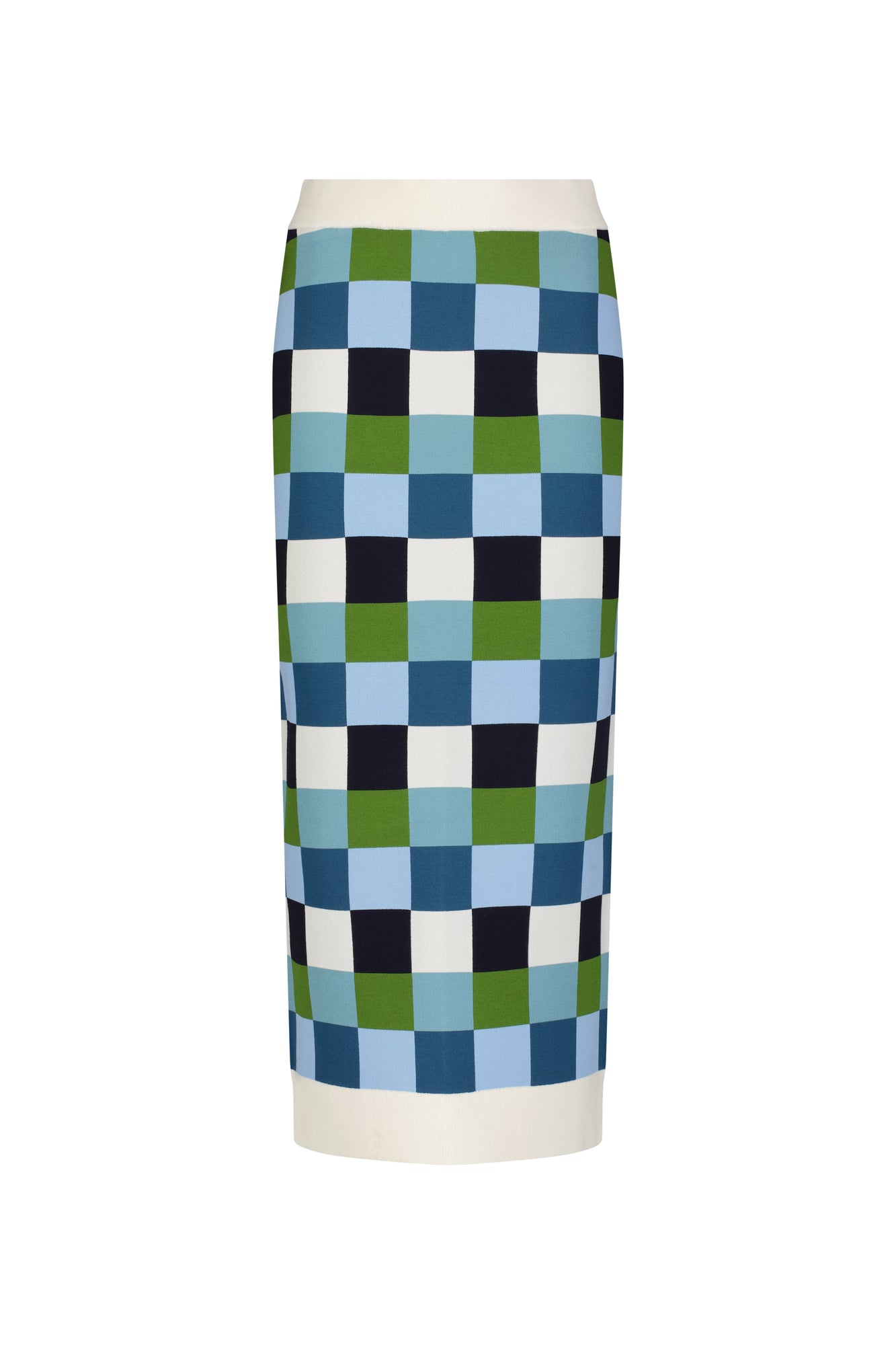 Box Jacquard Knit Pencil Skirt | Mallard Multi