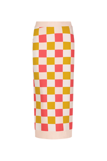Box Jacquard Knit Pencil Skirt | Watermelon Multi