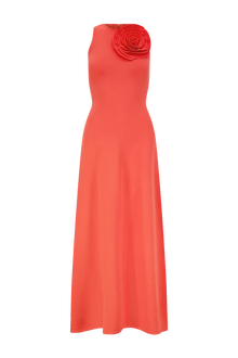 Rose Detail Knit Halter Dress | Watermelon