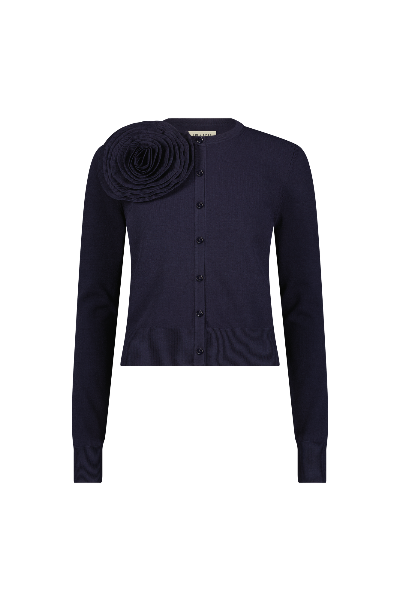 Rose Detail Knit Cardigan | Navy