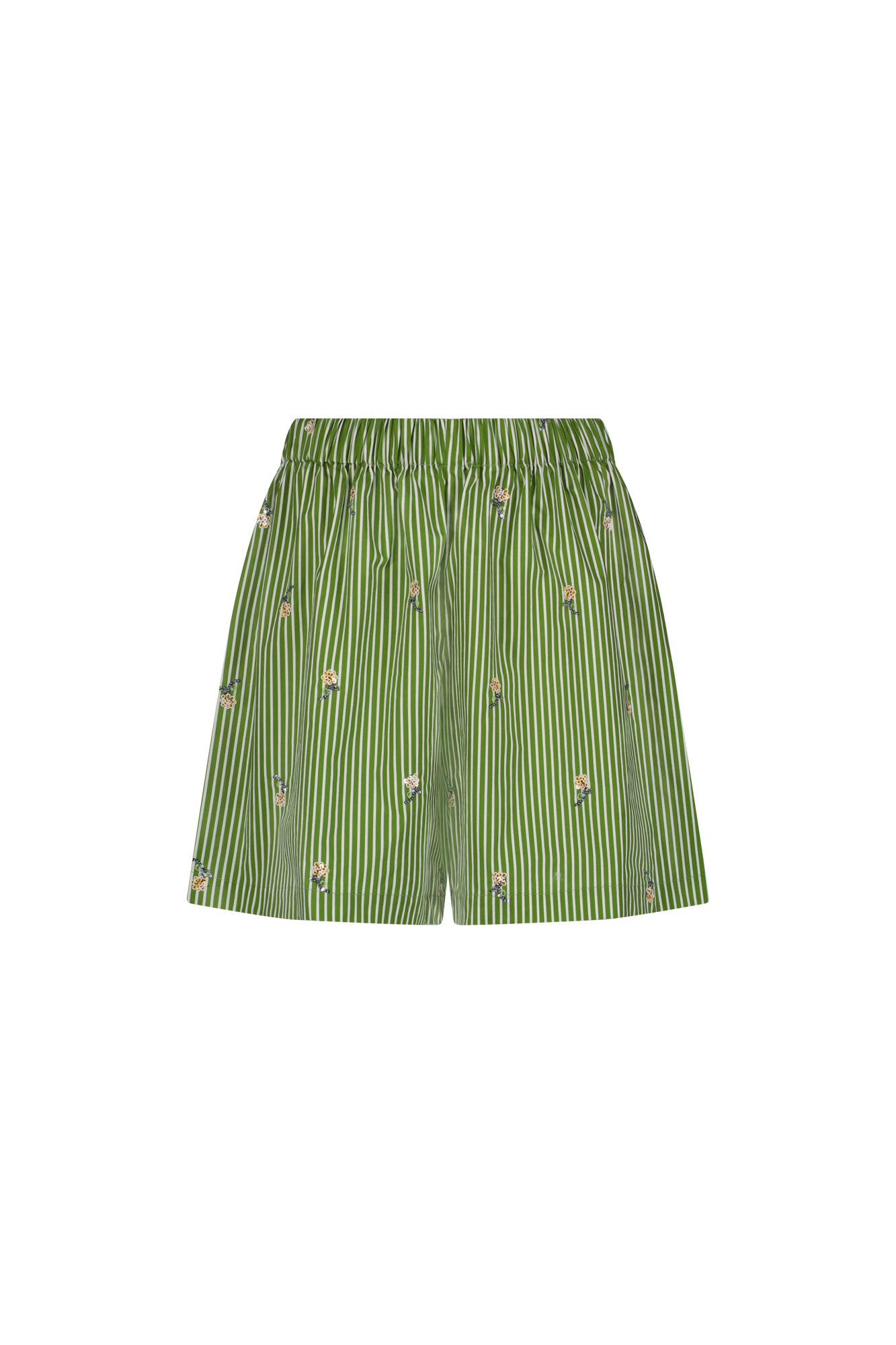 Embroidered Striped Cotton Short | Cactus
