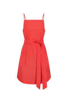 Tech Poplin Belted Dress | Watermelon