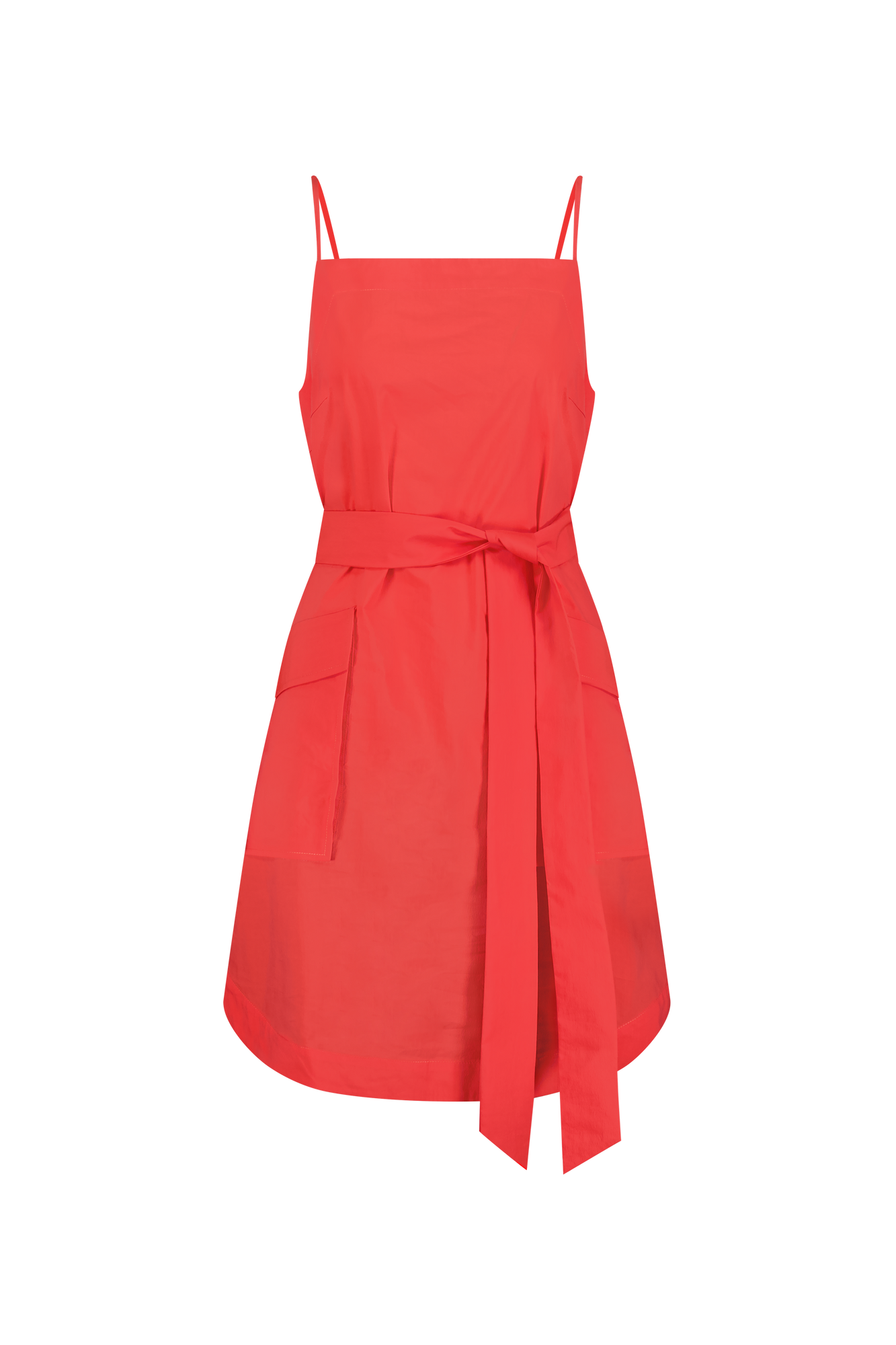 Tech Poplin Belted Dress | Watermelon