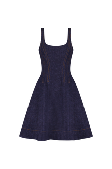 Stretch Denim Seamed Dress | Midnight