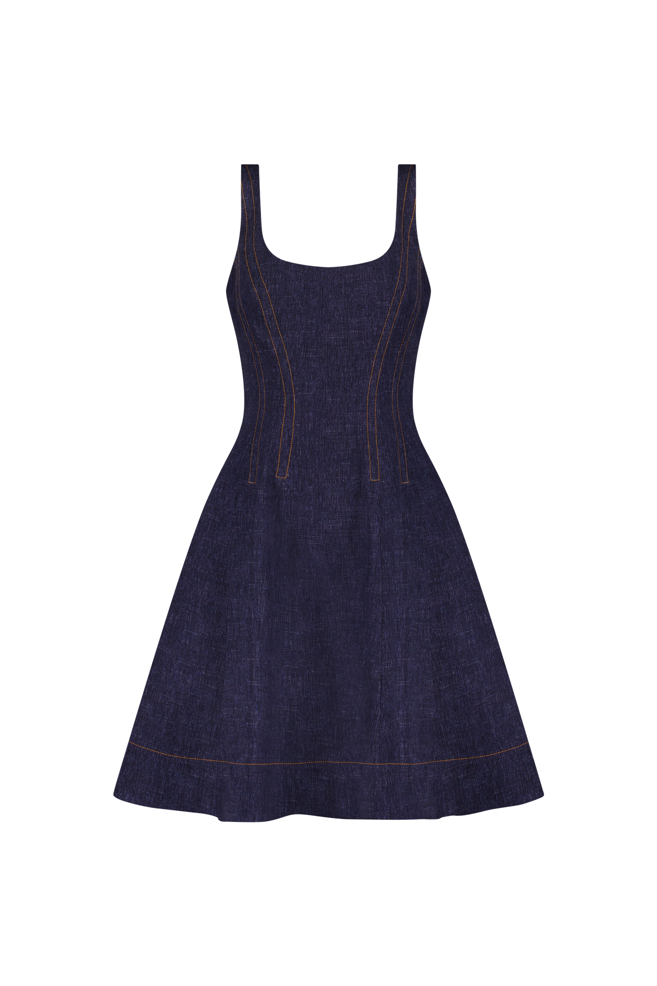 Stretch Denim Seamed Dress | Midnight