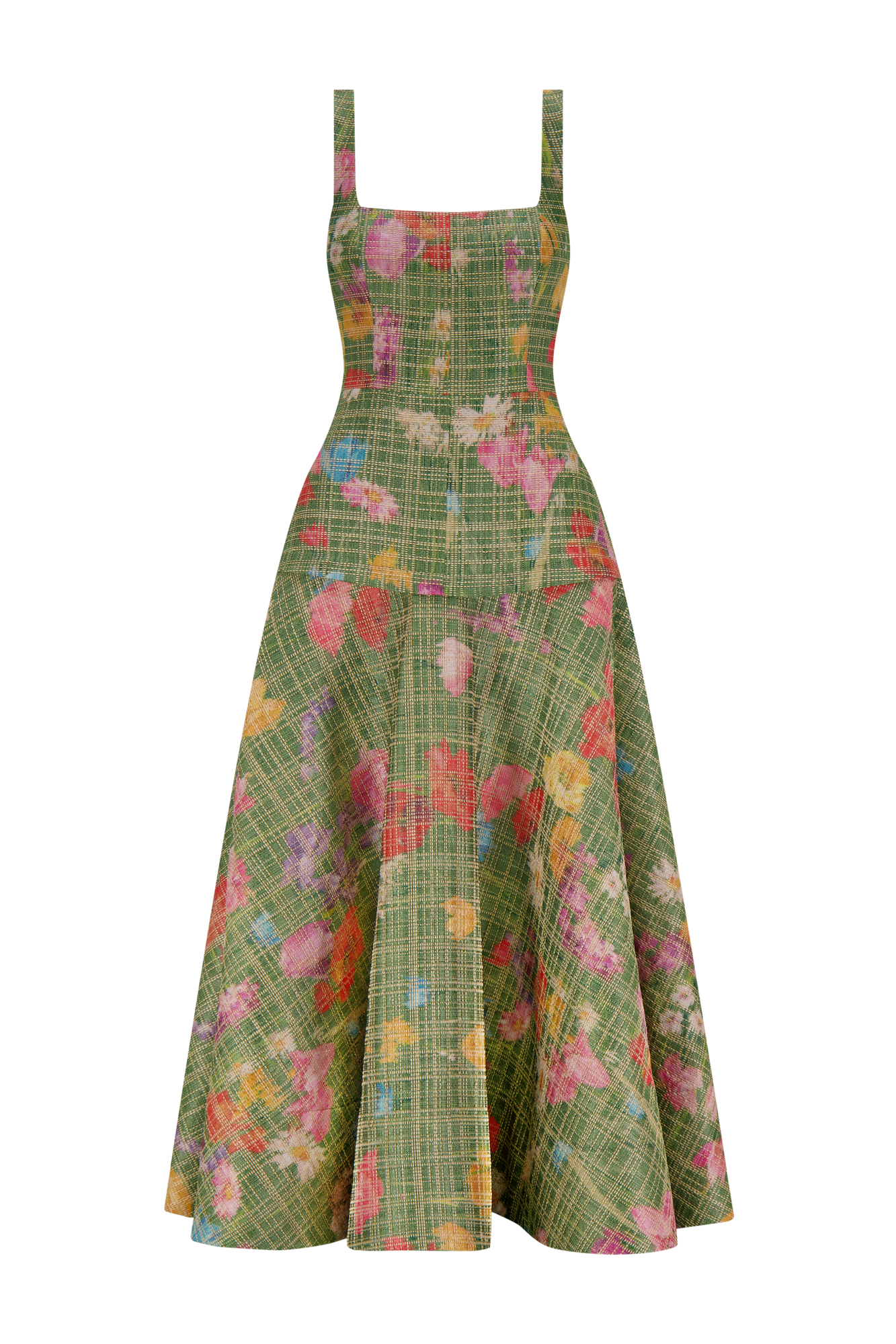 Floral Raffia Square Neck Dress | Cactus