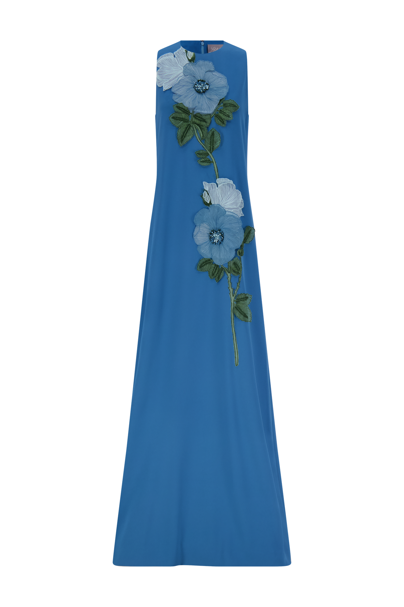 Peony Embroidered Fluid Crepe Francie Gown | Mallard/Mallard