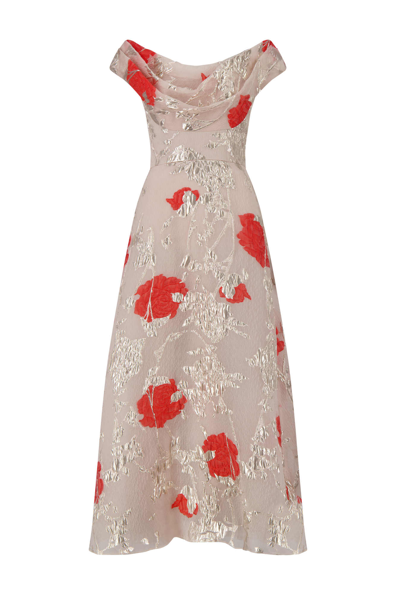 Floral Fil Coupe Draped Dress | Blush Multi