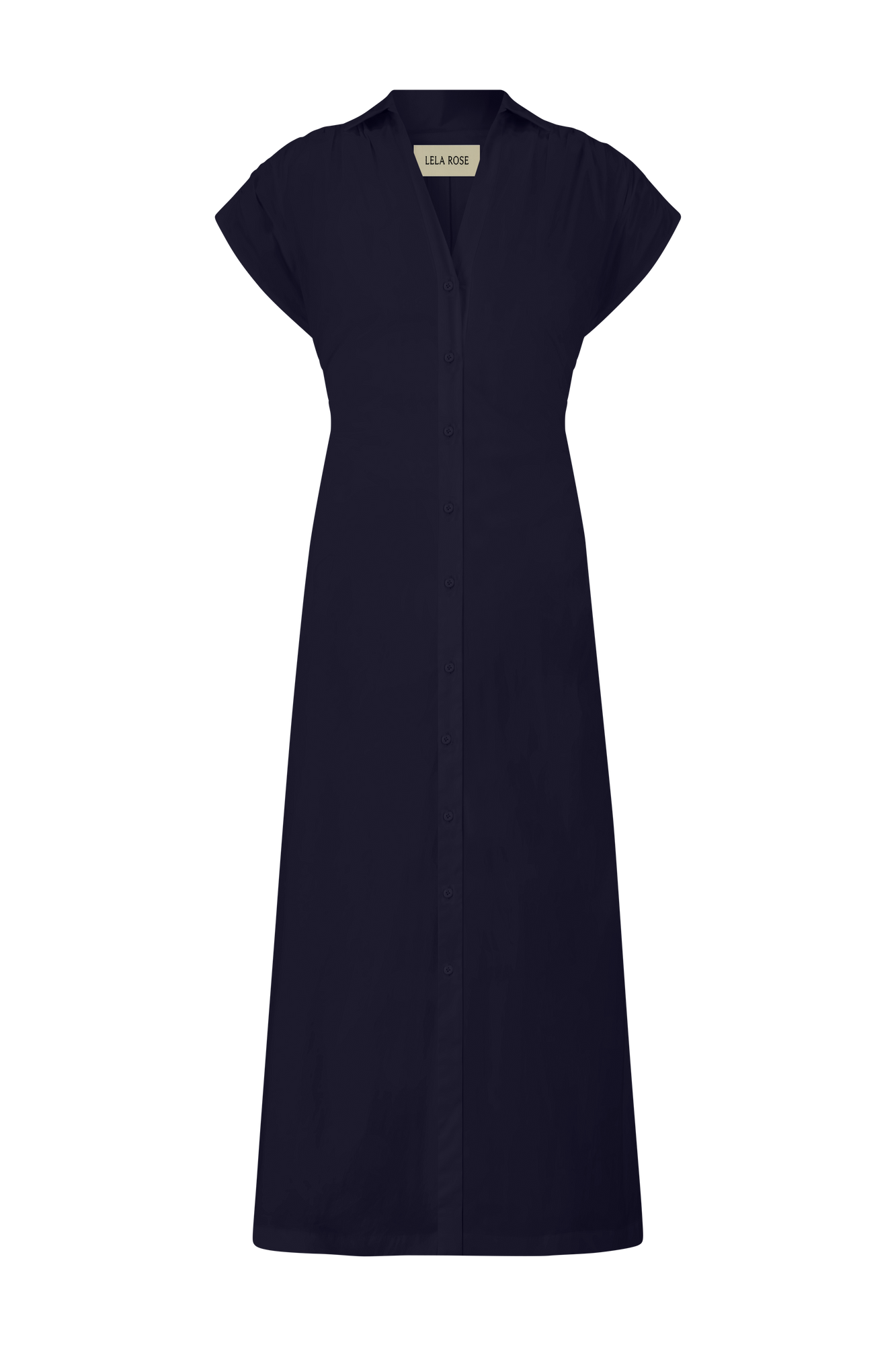 Cotton Poplin Tie Waist Dress | Navy